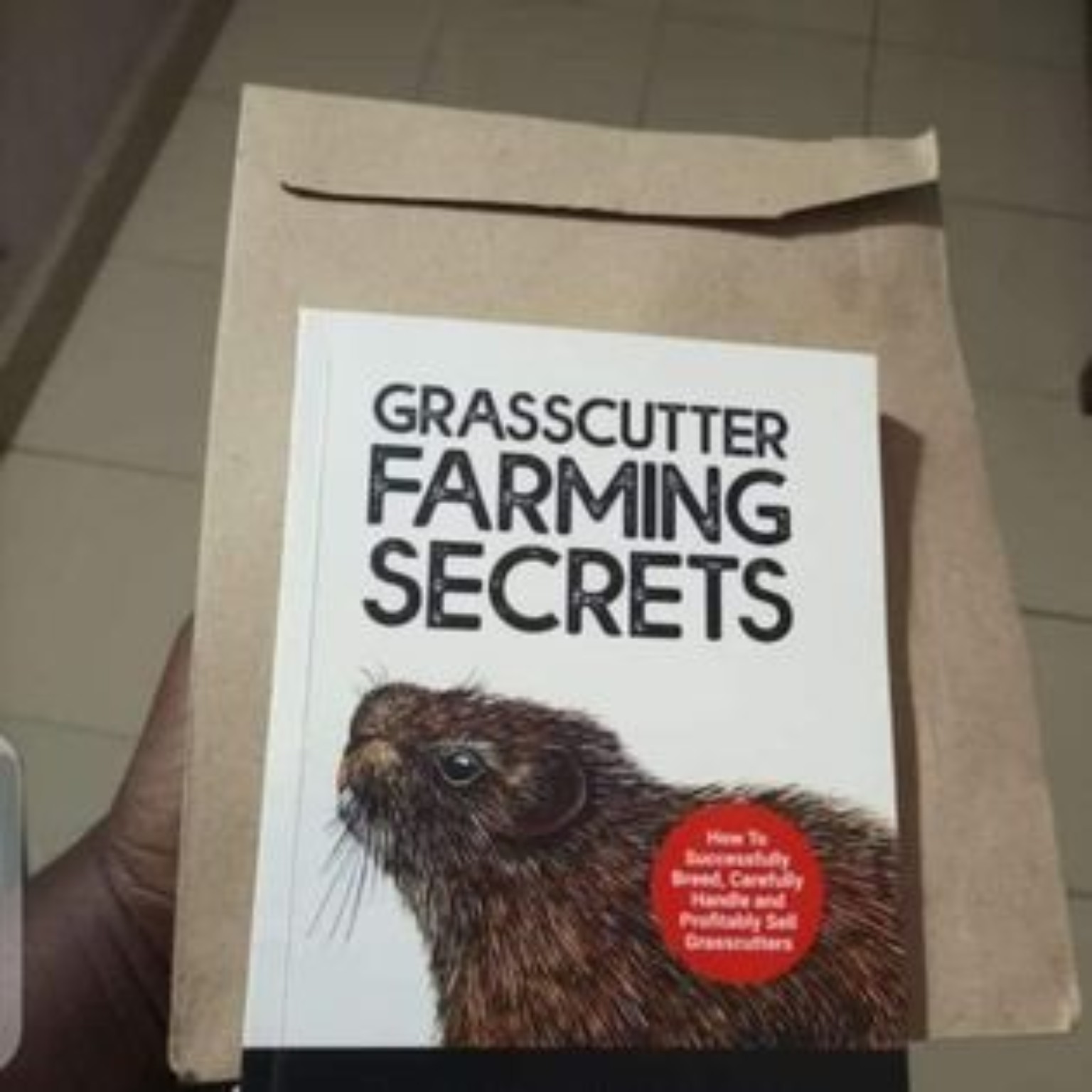 Physical copy of Grasscutter Farming Secrets on its delivery envelope